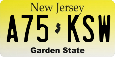 NJ license plate A75KSW