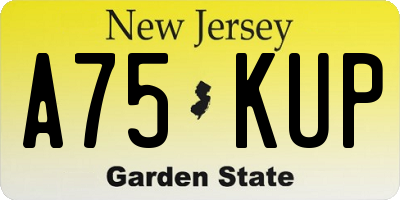 NJ license plate A75KUP