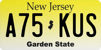 NJ license plate A75KUS