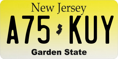 NJ license plate A75KUY