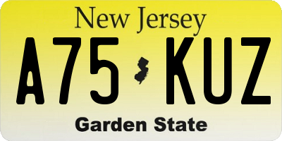 NJ license plate A75KUZ