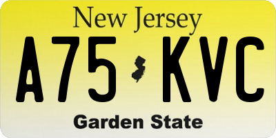 NJ license plate A75KVC