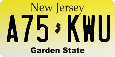 NJ license plate A75KWU