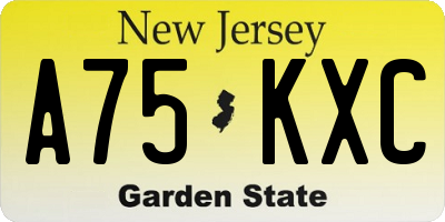NJ license plate A75KXC
