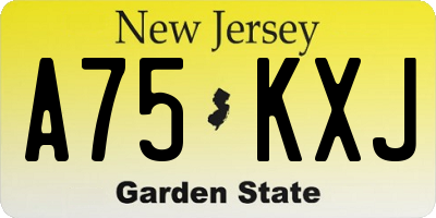 NJ license plate A75KXJ