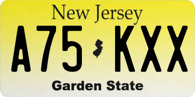 NJ license plate A75KXX