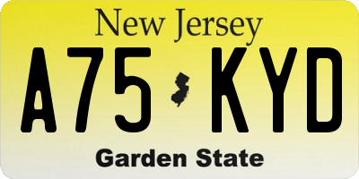 NJ license plate A75KYD