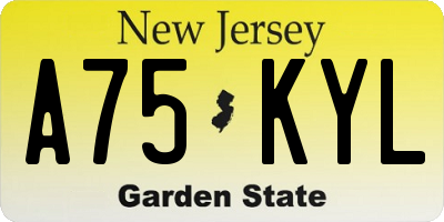 NJ license plate A75KYL