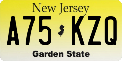 NJ license plate A75KZQ