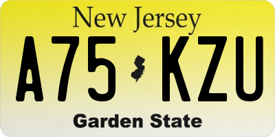 NJ license plate A75KZU