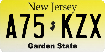 NJ license plate A75KZX