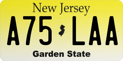 NJ license plate A75LAA