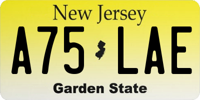 NJ license plate A75LAE