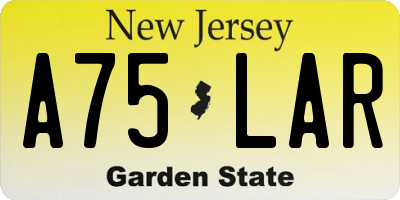 NJ license plate A75LAR