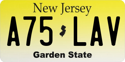 NJ license plate A75LAV