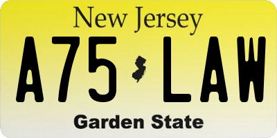 NJ license plate A75LAW