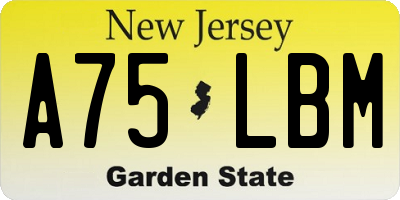 NJ license plate A75LBM