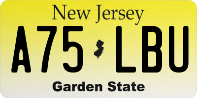 NJ license plate A75LBU
