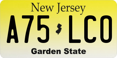 NJ license plate A75LCO
