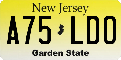 NJ license plate A75LDO