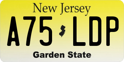 NJ license plate A75LDP