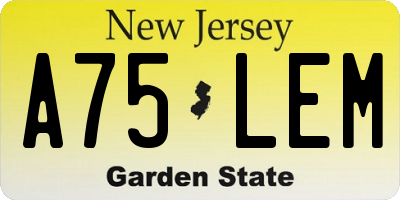 NJ license plate A75LEM