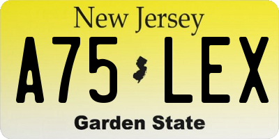 NJ license plate A75LEX