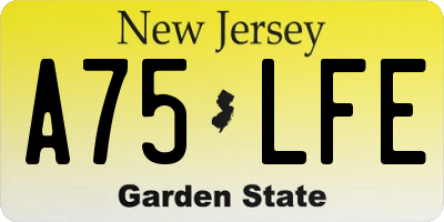 NJ license plate A75LFE