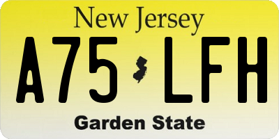 NJ license plate A75LFH