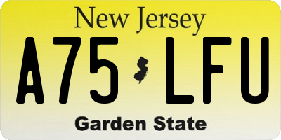 NJ license plate A75LFU