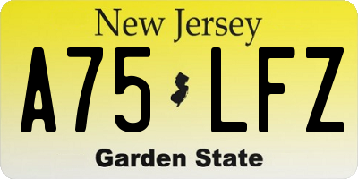 NJ license plate A75LFZ