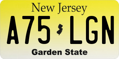 NJ license plate A75LGN
