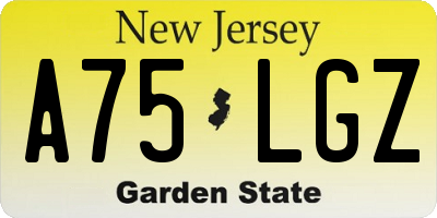NJ license plate A75LGZ