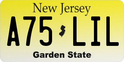 NJ license plate A75LIL