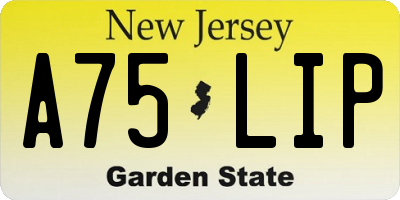 NJ license plate A75LIP