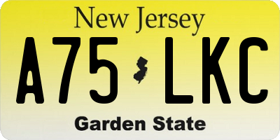 NJ license plate A75LKC
