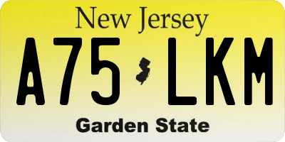 NJ license plate A75LKM