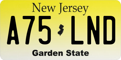 NJ license plate A75LND
