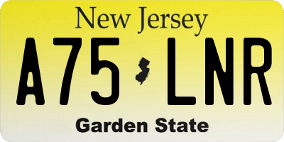NJ license plate A75LNR