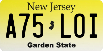 NJ license plate A75LOI