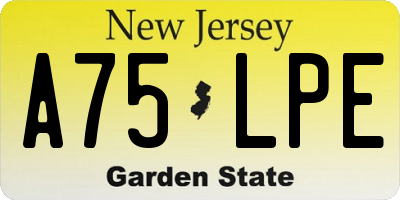 NJ license plate A75LPE