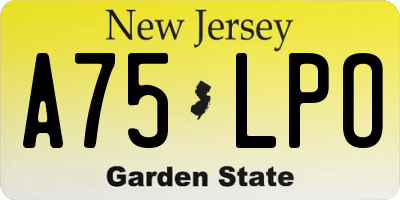 NJ license plate A75LPO