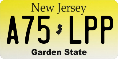NJ license plate A75LPP