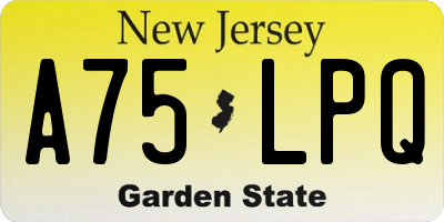 NJ license plate A75LPQ