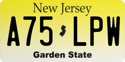NJ license plate A75LPW