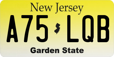 NJ license plate A75LQB