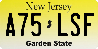 NJ license plate A75LSF