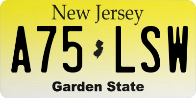 NJ license plate A75LSW