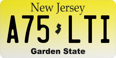 NJ license plate A75LTI
