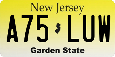 NJ license plate A75LUW